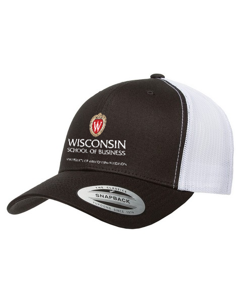 Black & White Wisconsin School of Business Mesh Trucker Hat