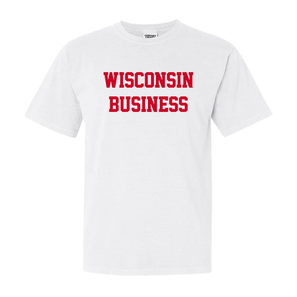 White Wisconsin School of Business Comfort Colors T-Shirt